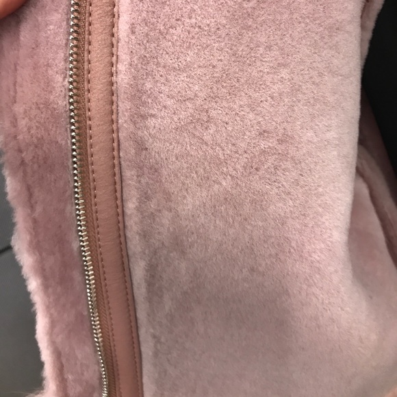 Dusty Pink Leather, Fox Fur Moto Jacket - Picture 3 of 6